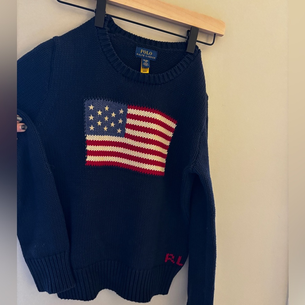 Polo Ralph Lauren kids Navy Sweater with Flag Design